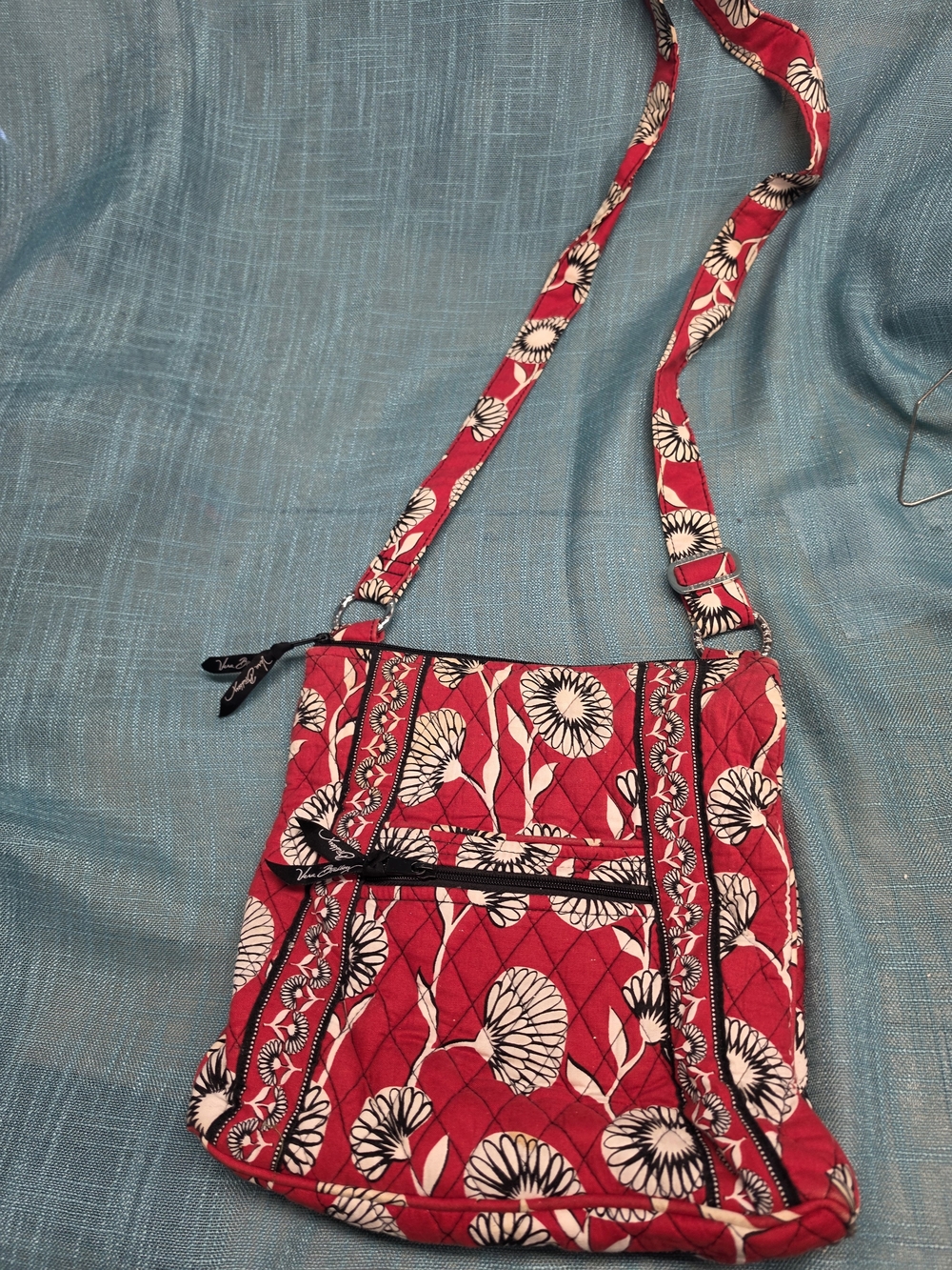 Vera Bradley Red Floral Quilted Crossbody Bag